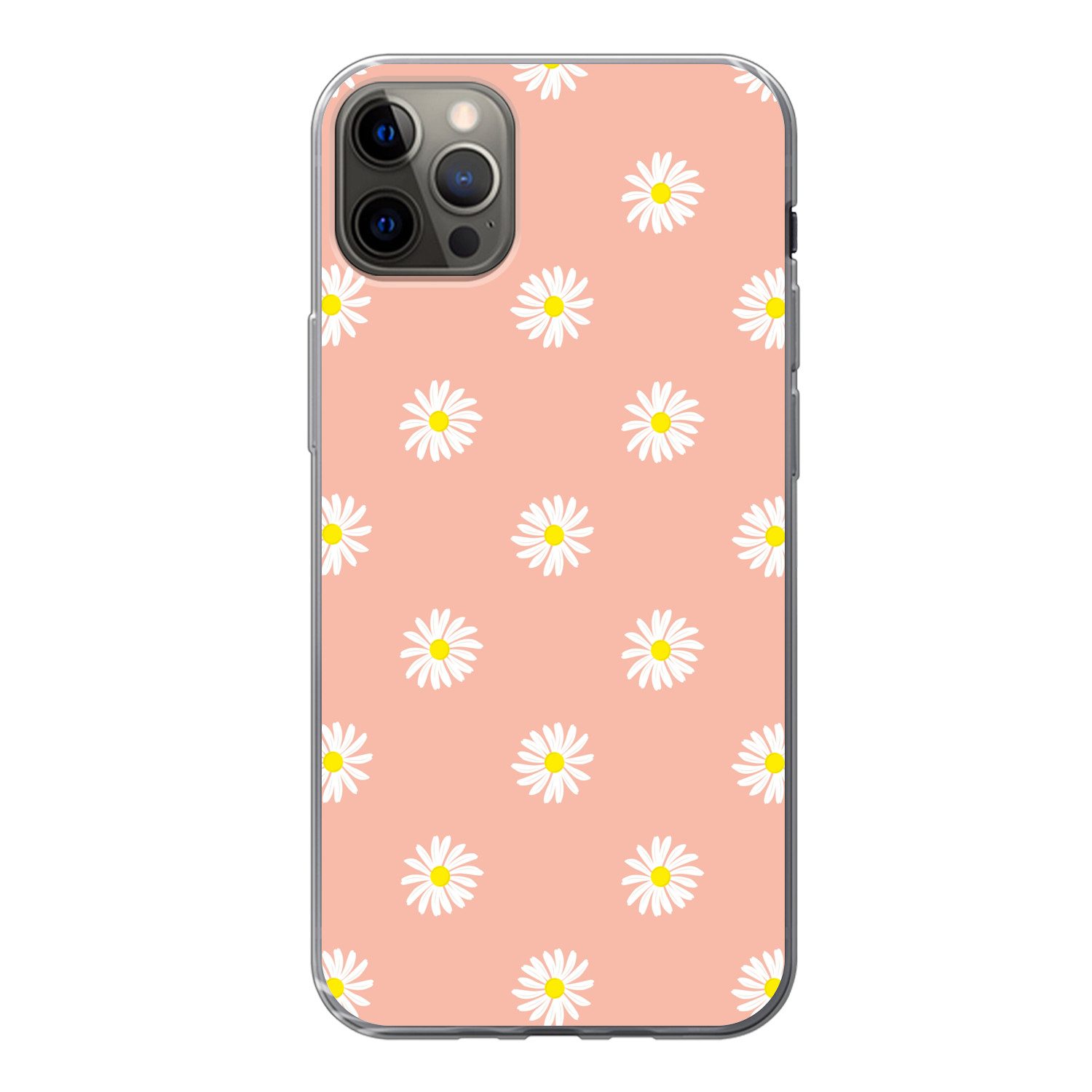 MuchoWow Handyhülle für Apple iPhone 13 Pro Max Gänseblümchen - Pastell - Weiß - Rosa - Bl, Smartphone-Bumper, Print, Handy Schutzhülle Dünn