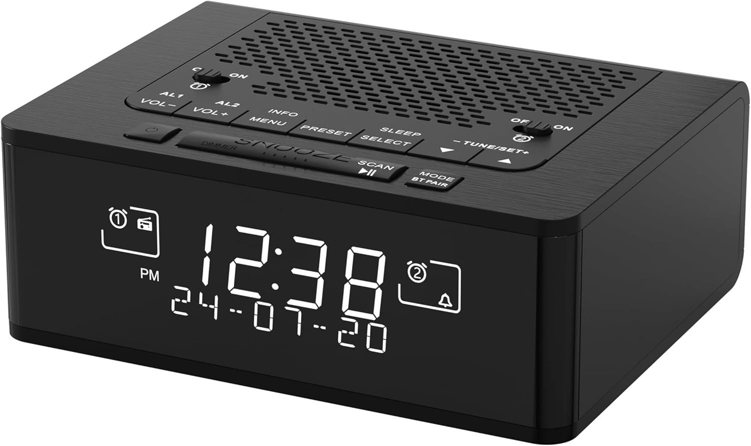 iTOMA Radiowecker DAB+ FM Radiowecker mit Bluetooth, 40 Sendern, Dual-Alarm & Dimmer DAB+/FM Bluetooth 5.3 Dual-Alarm 40 Senderspeicher Sleep-Timer Dimmbar