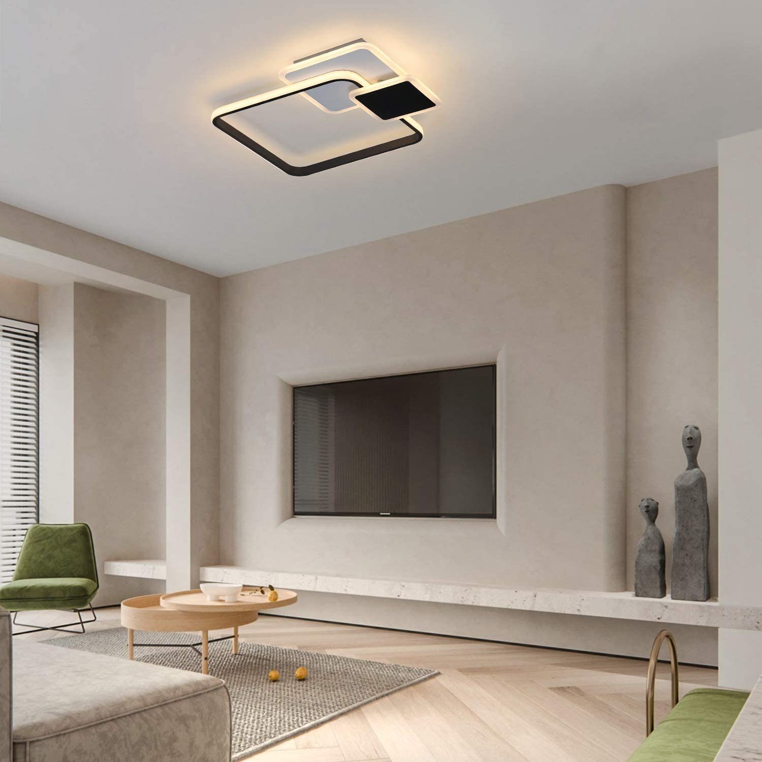 LED Dimmer, LED Schwarz integriert Flur, Modern Fernbedienung ZMH Quadrat Design Deckenleuchte fest Büro