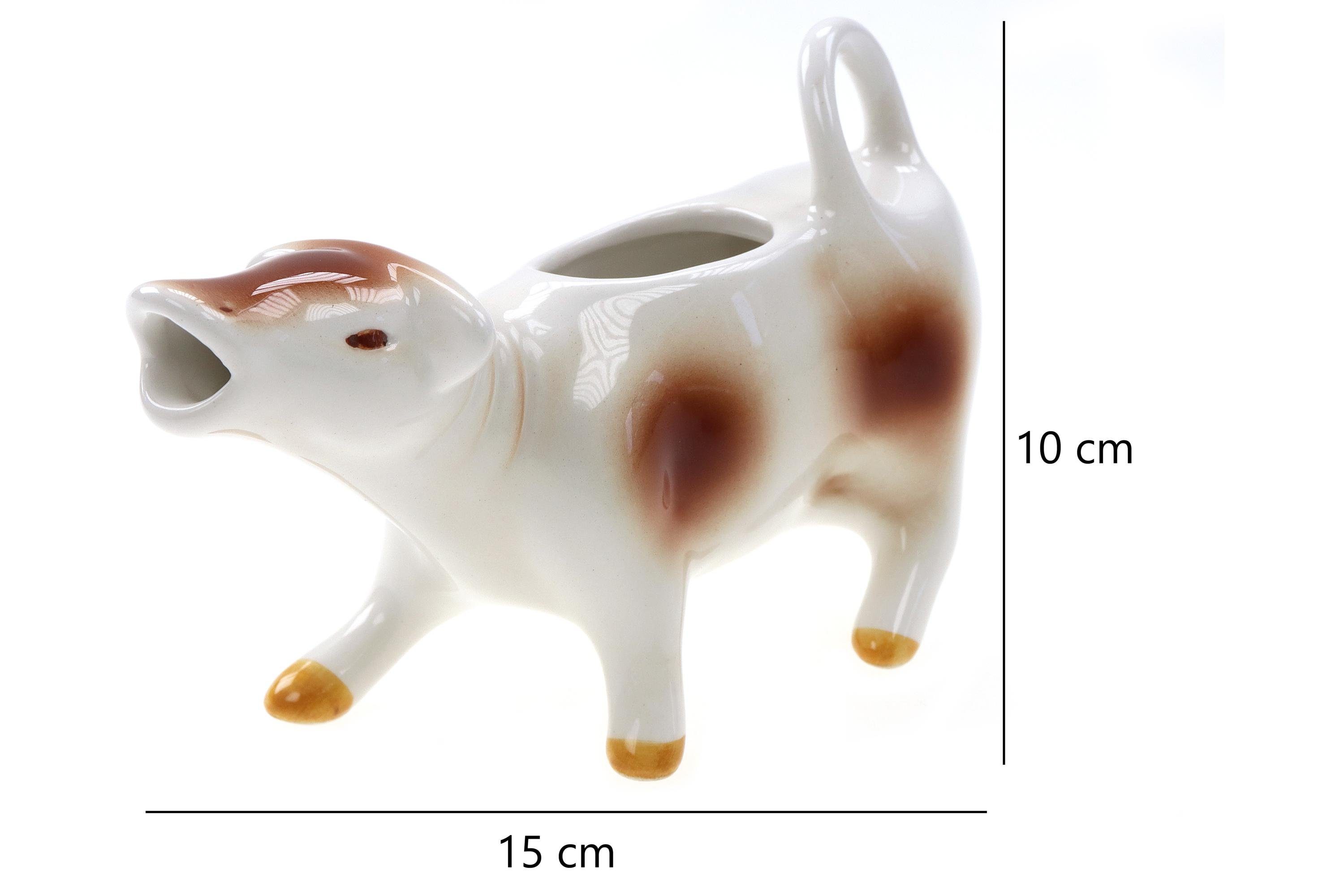 ELLUG Milchkännchen Sahnekuh Sahnekännchen als braun weiße Kuh H.: 10cm L.: 15cm 100ml