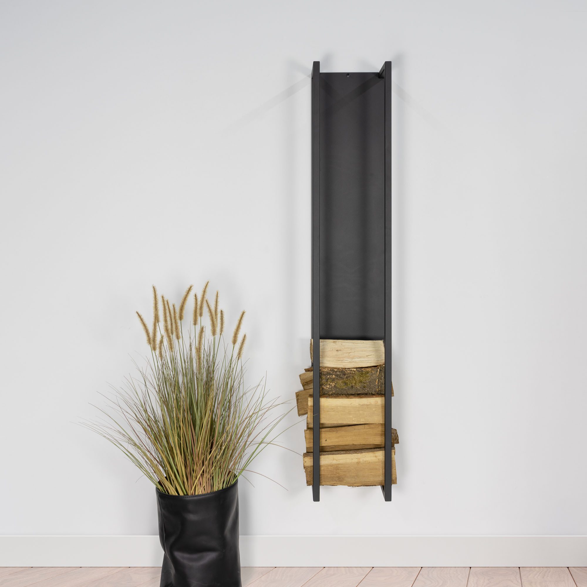 Spinder Design Wandregal CUBIC FIRE, 1-tlg., Holzlager aus Stahl