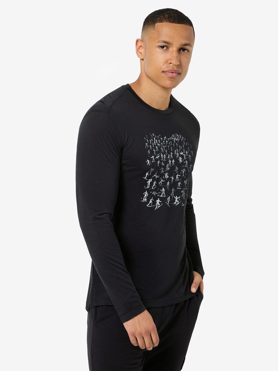 SUPER.NATURAL Langarmshirt für Herren, Merino M FREE SKI TICKETS LS mit Ski-Motiv, atmungsaktiv