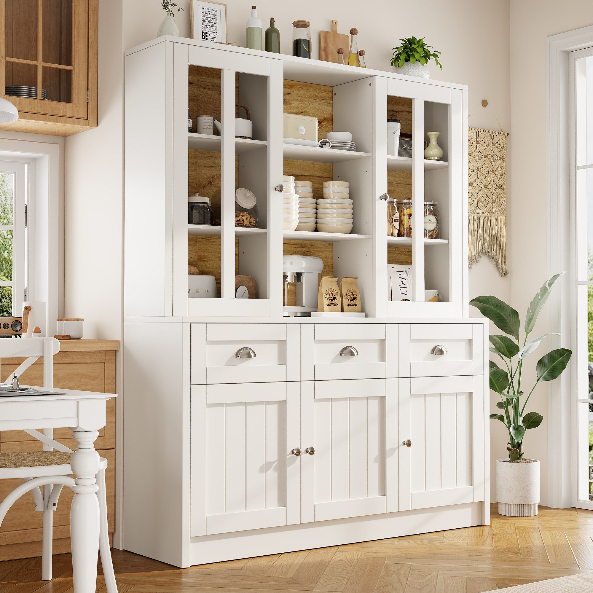 Odikalo Küchenbuffet Küchenschrank Anrichte Hochschrank Standvitrine günstig online kaufen
