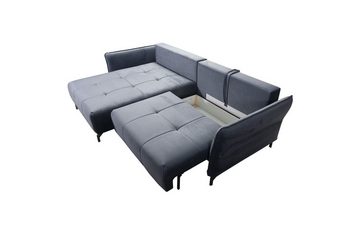 Fun Möbel Ecksofa Schlafsofa Sofa VICTORIA Stoff, inkl. 2 Rücken- und 2 Zierkissen, inkl. Schlaffunktion mit Bettkasten, Rundumbezug