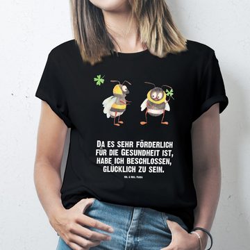 Mr. & Mrs. Panda T-Shirt Hummeln Kleeblatt - Schwarz - Geschenk, Nachthemd, Tiermotive, Schlaf (1-tlg)