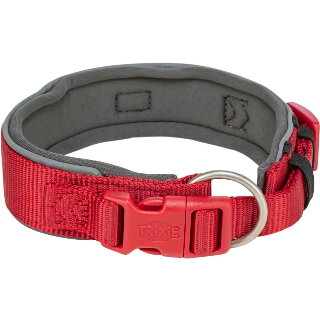 TRIXIE Hunde-Halsband Premium Halsband, extra breit - rot/grafit - 40–48 cm/40 mm, Gurtband