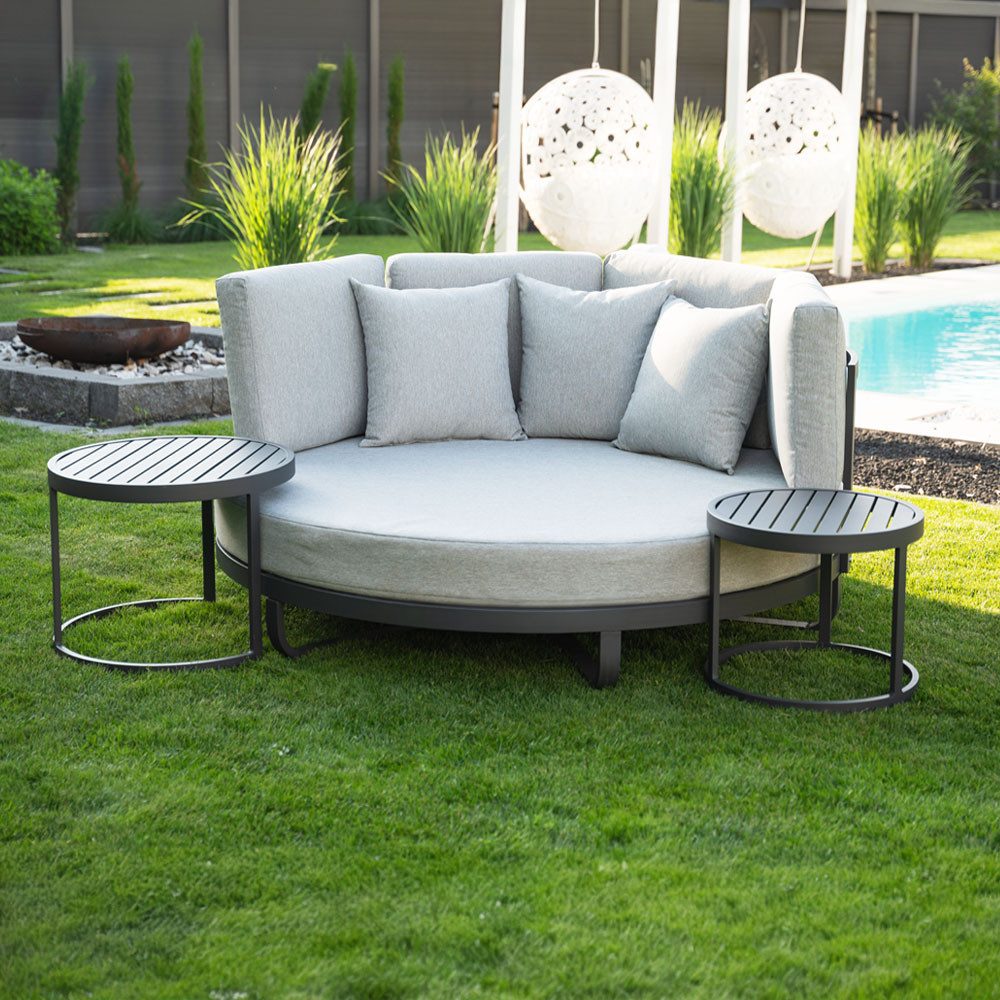 HOME DELUXE Gartenliege Daybed Outdoor FLORIDA - 170 cm, 3 St., Aluminium, Gartenliege, Sonnenliege, Sonneninsel