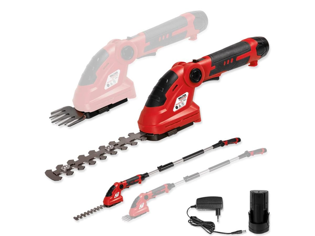 WALTER Akku-Heckenschere WWS-HGS, bis 1.2 m Arbeitshöhe, (Set, mit Akku und Ladegerät), inkl. Akku und Ladegerät, 16 cm Schnittlänge, 10 cm Schnittbreite
