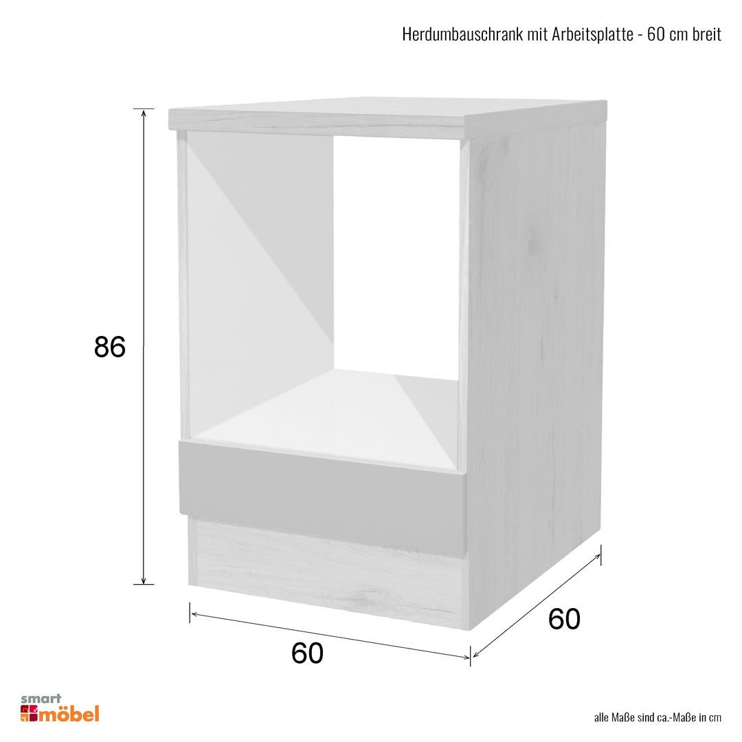 Flex-Well Herdumbauschrank Herdumbauschrank - 60 cm breit - Hochglanz Weiß Sonoma Eiche Valencia