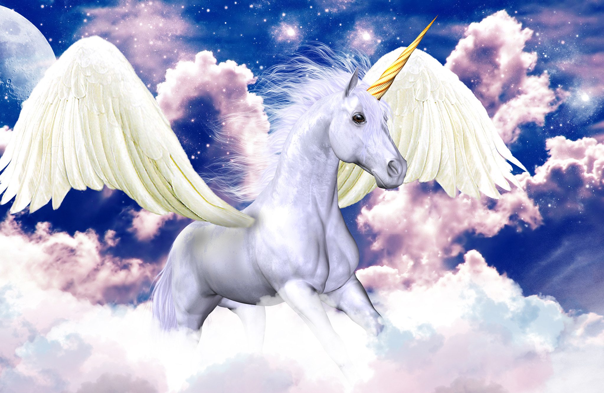 Papermoon Fototapete VLIES-Tapete Premium "Einhorn", Kleister KOSTENLOS, reduziert, 3D-Effekt, restlos trocken abziehbar, (5756), Wandtapete Bild Dekoration Wand-Dekor Motiv Tapete Poster