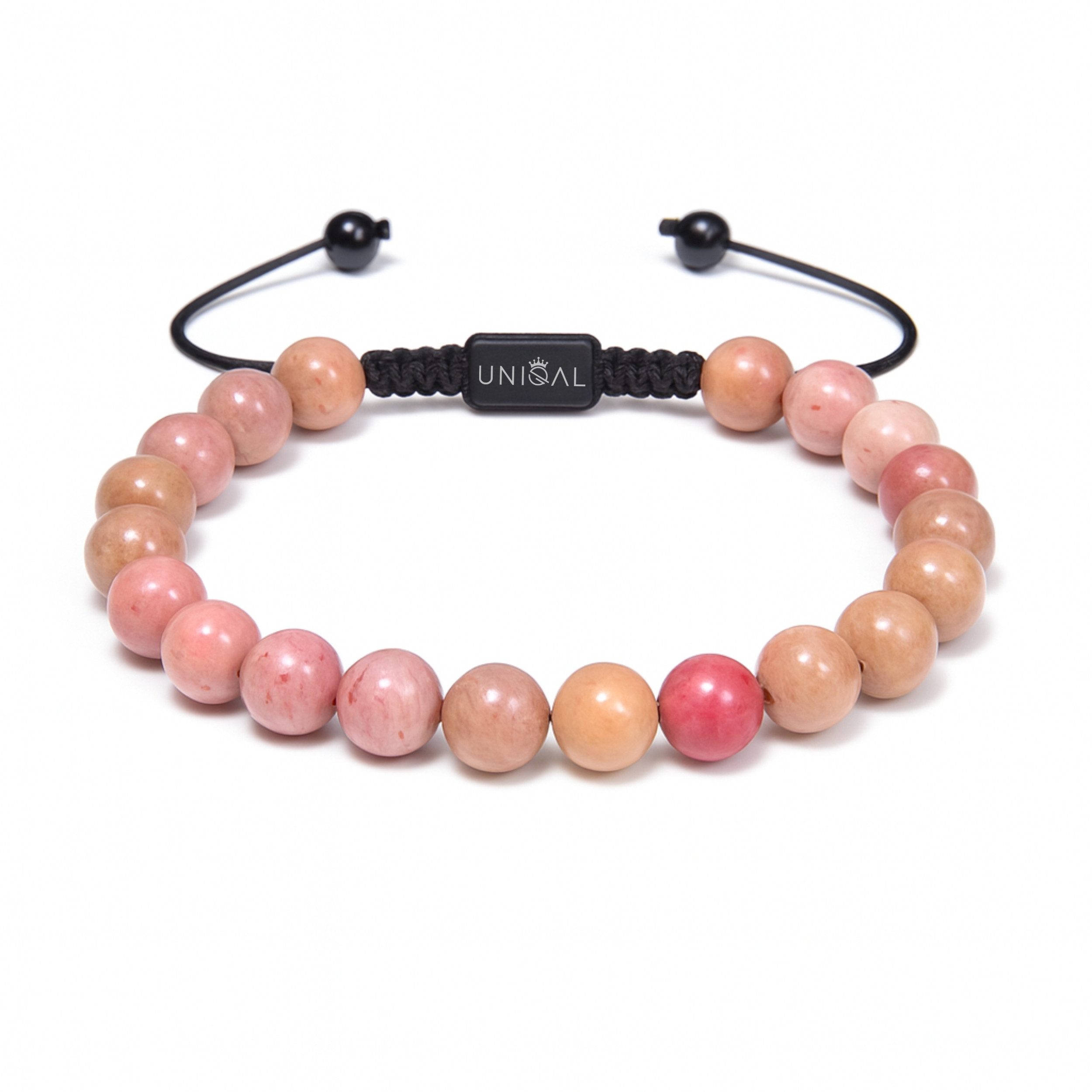 UNIQAL.de Perlenarmband aus Natur- & Edelstein – Unisex, 8 mm (einreihiges Natursteinarmband, verschiedene Farben & Steinsorten), verstellbar, handgefertigt