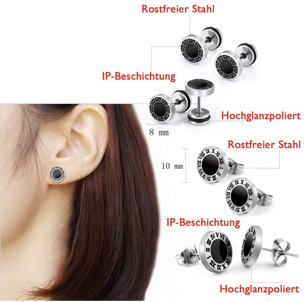 Herren 8 (8-tlg) Pair Ohrring-Set zggzerg Ohrringe zggzerg Edelstahl