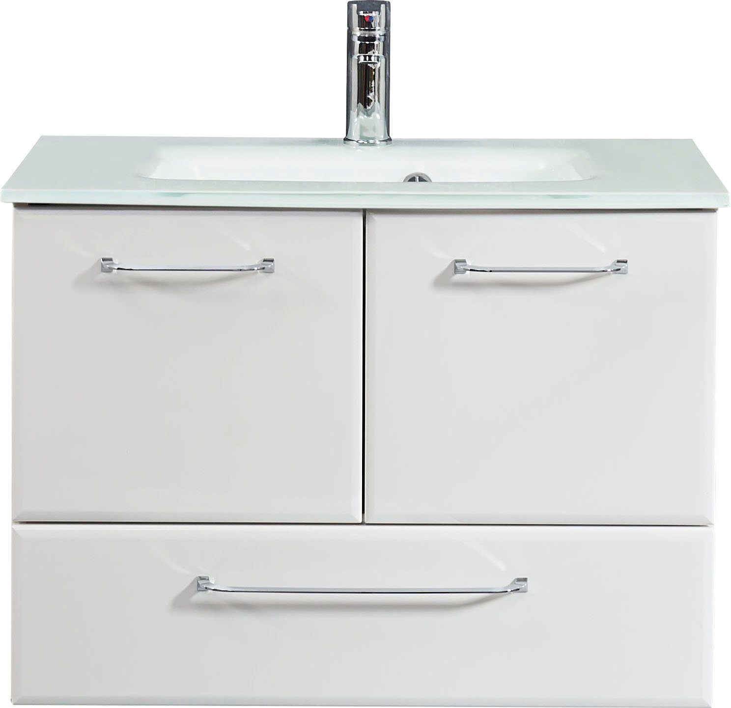 Saphir Waschtisch "Quickset Glaswaschtisch mit Unterschrank, 74 cm breit, W günstig online kaufen
