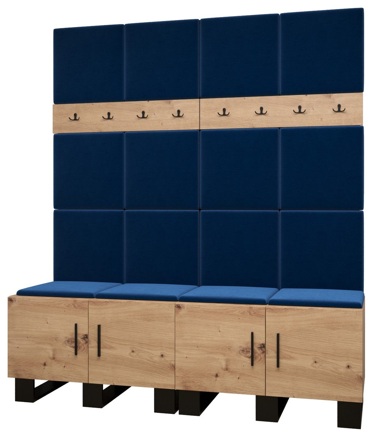 ABIKS MÖBEL Garderoben-Set ARTIN Set 3 Garderobe mit gepolsterten Paneelen, Industriell Design