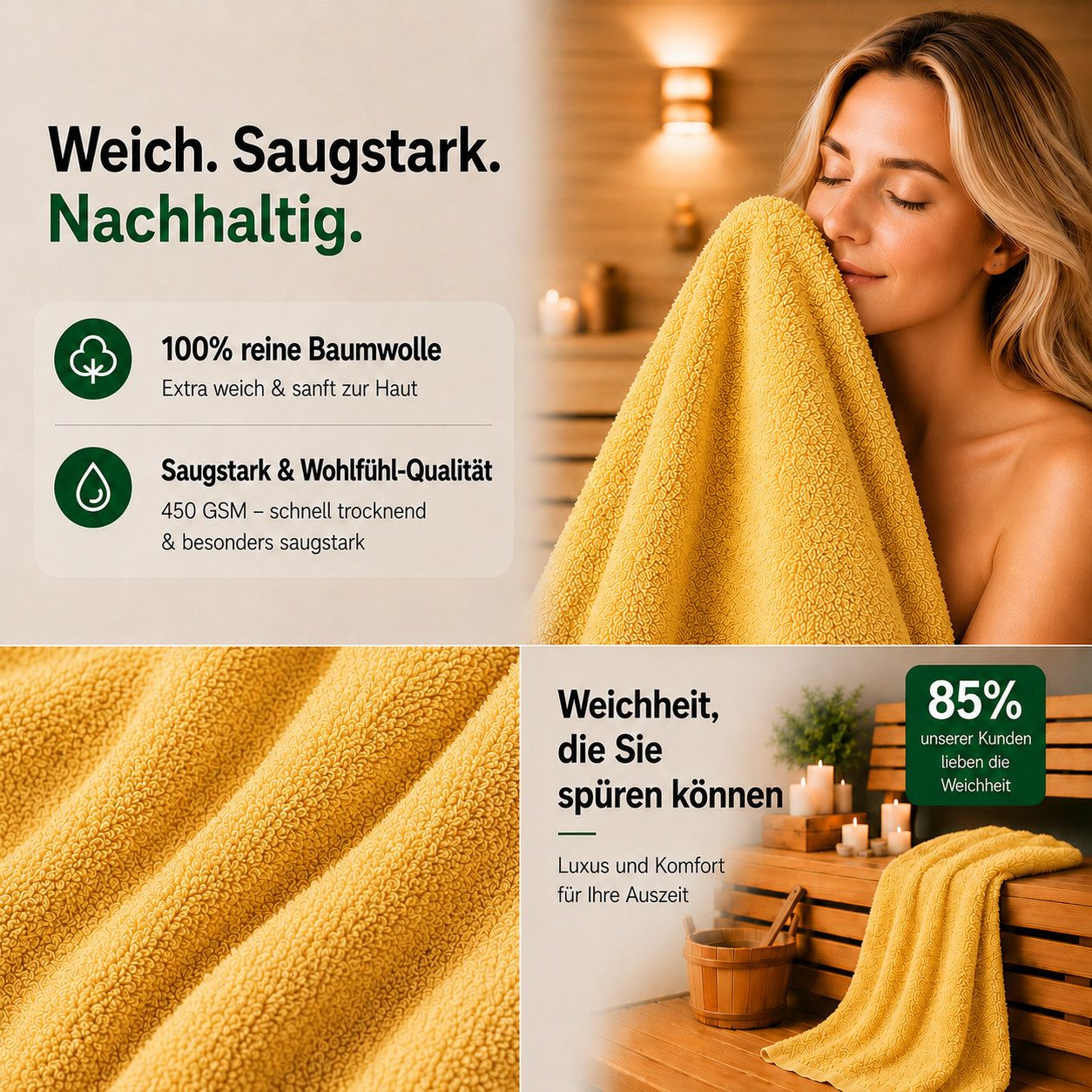 Komfortec Handtuch Set Premium 8x Handtuch & Badetuch Set - 4er 50x100 + 4er 70x140 cm, Frottee (8-St), 100% Baumwolle, Weich, 470 g/m2 – Bild 3 von 5