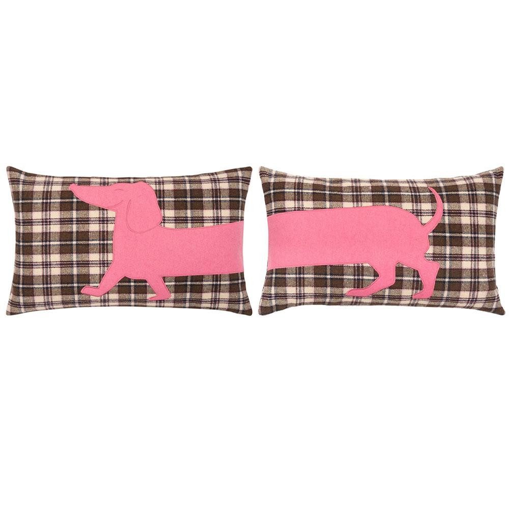 Wohndecke Kissenhülle Tartan Dog Dackel Brown günstig online kaufen