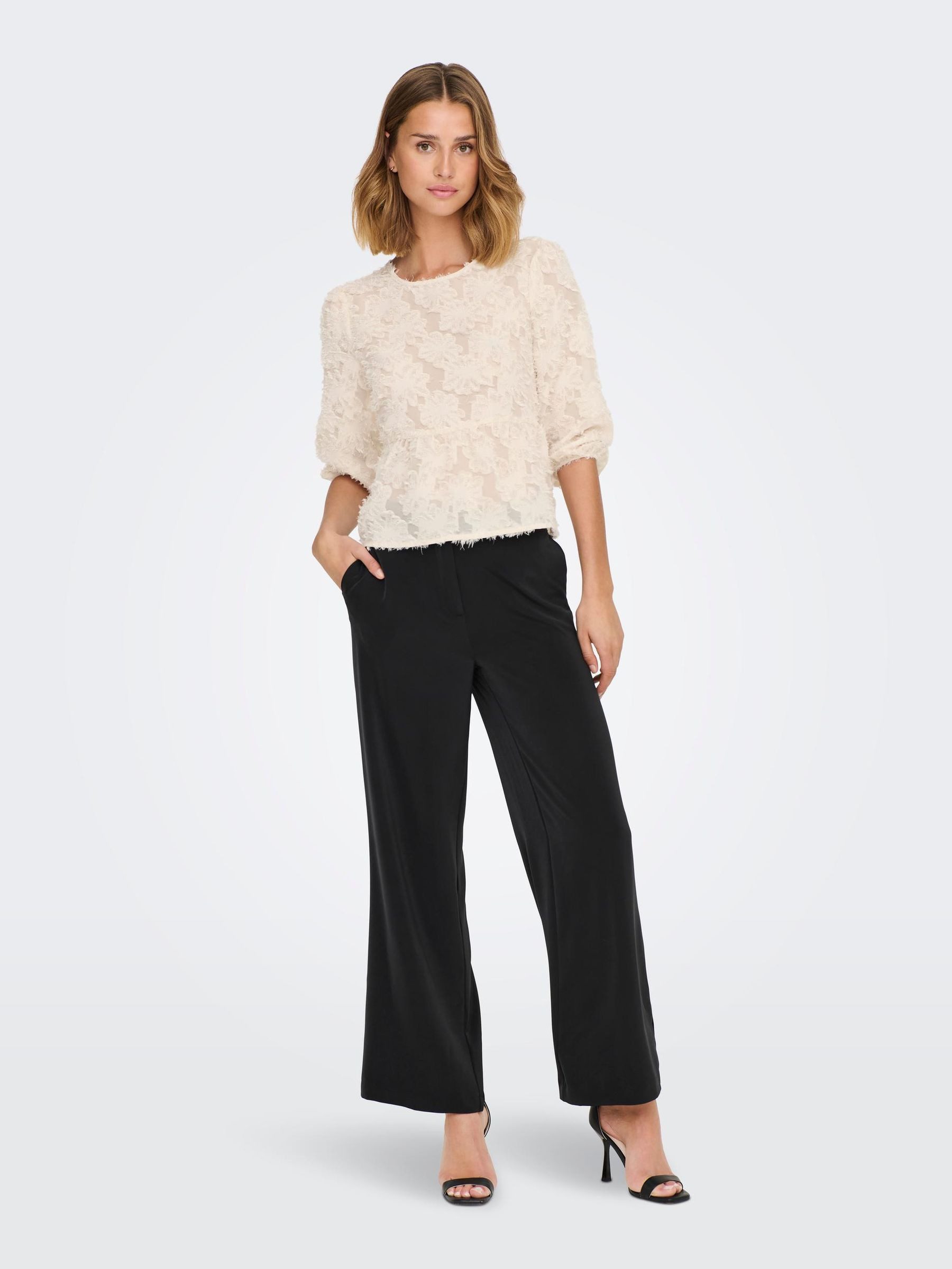 JACQUELINE de YONG Blusenshirt Elegante 3/4 ASrm Mesh Blumen JDYKING für Damen JDYKING 3/4 TOP WVN