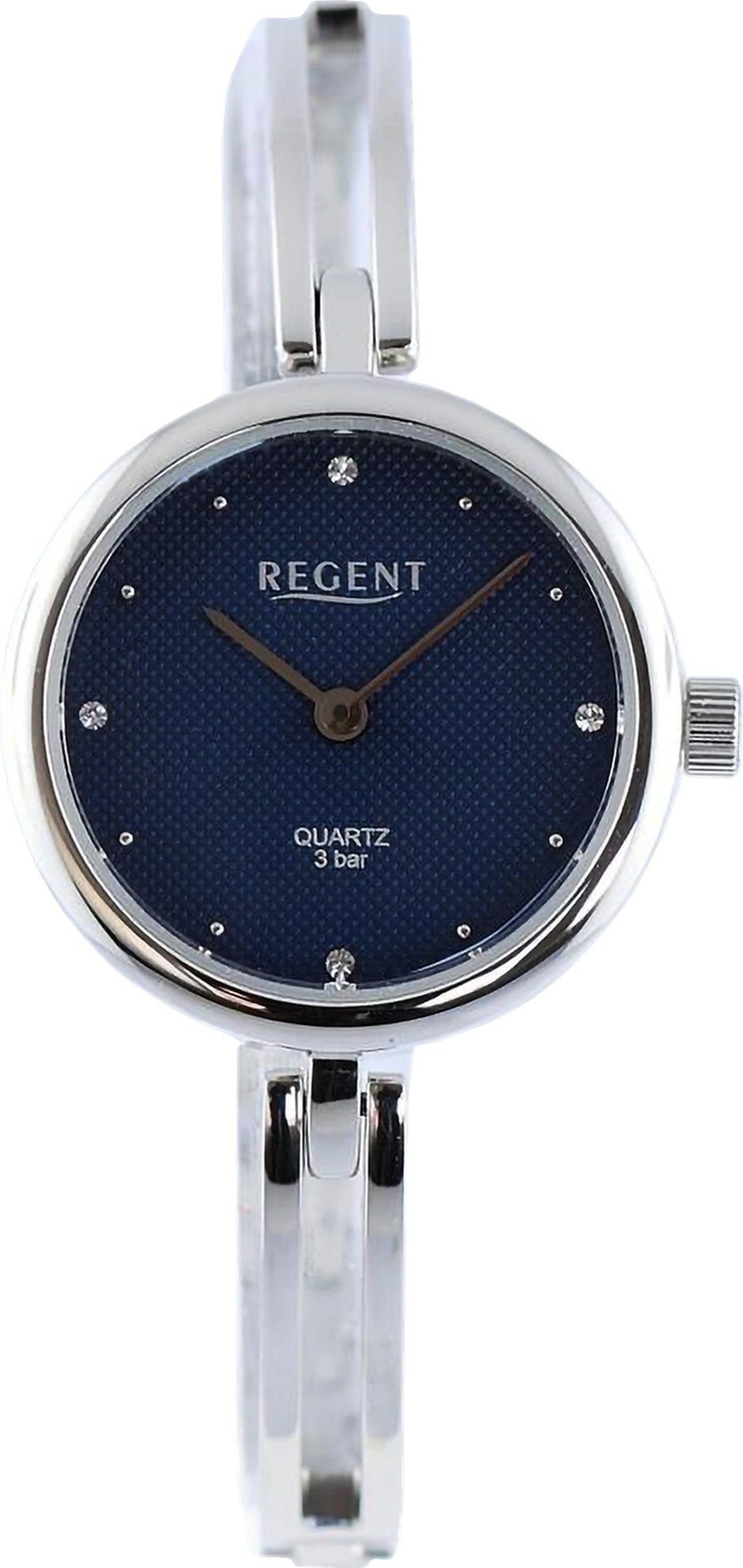 Quarzuhr Analog, rund, extra Armbanduhr Armbanduhr Regent (ca. 26mm), Damen Damen Metallarmband Regent groß