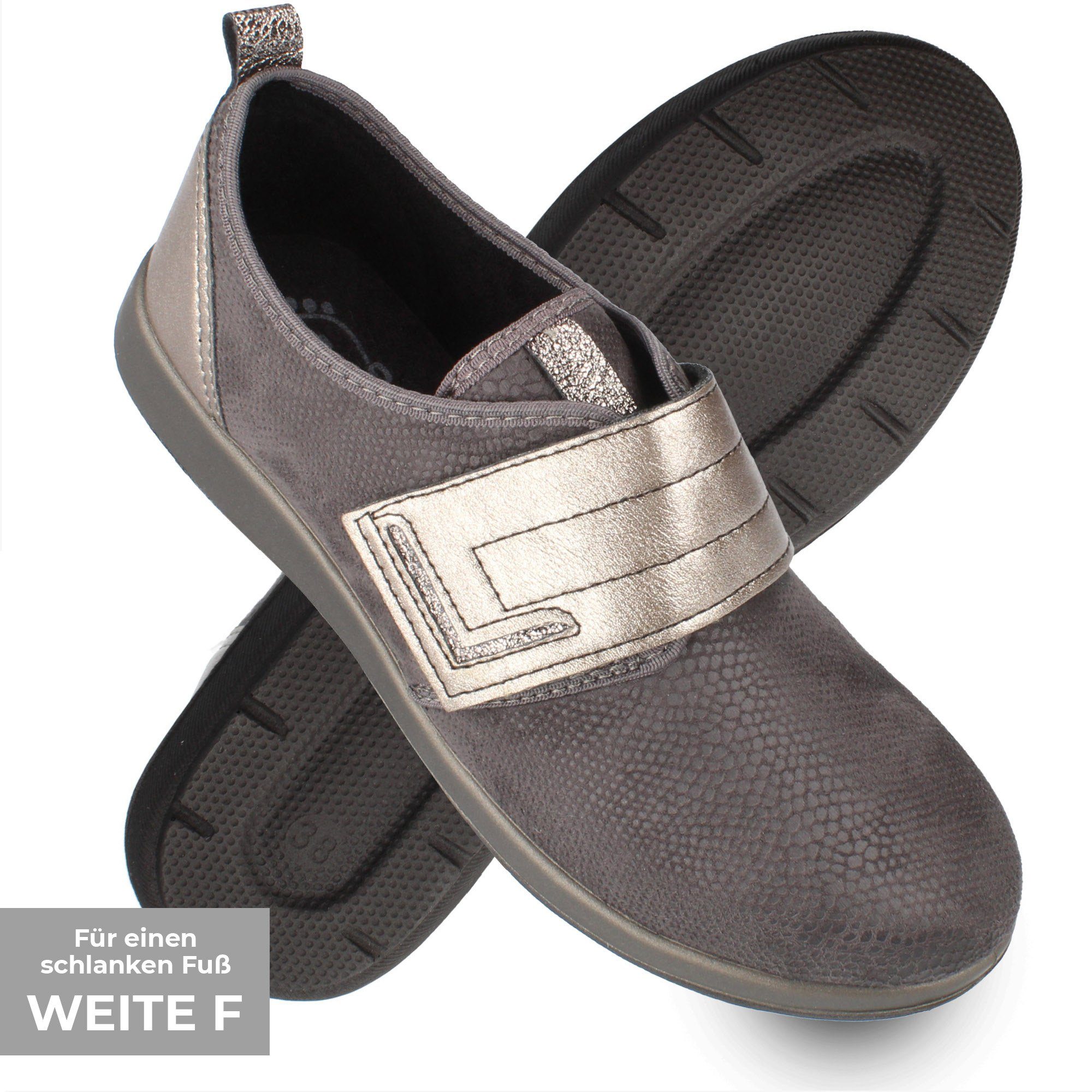 Dr. Orto Olbia für schmale Füße Damen mit Klettverschluss Sneaker Ballerina, Slip-On