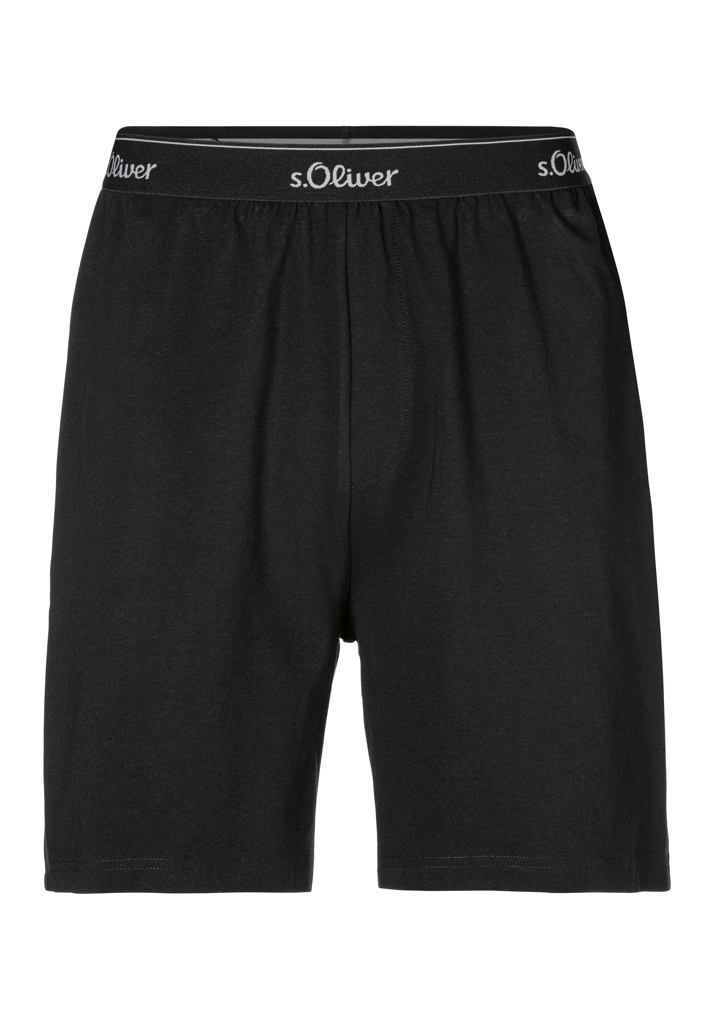 s.Oliver Pyjama (2 tlg., 1 Stück) Schlafanzug in Melange-Optik mit Knopfleiste
