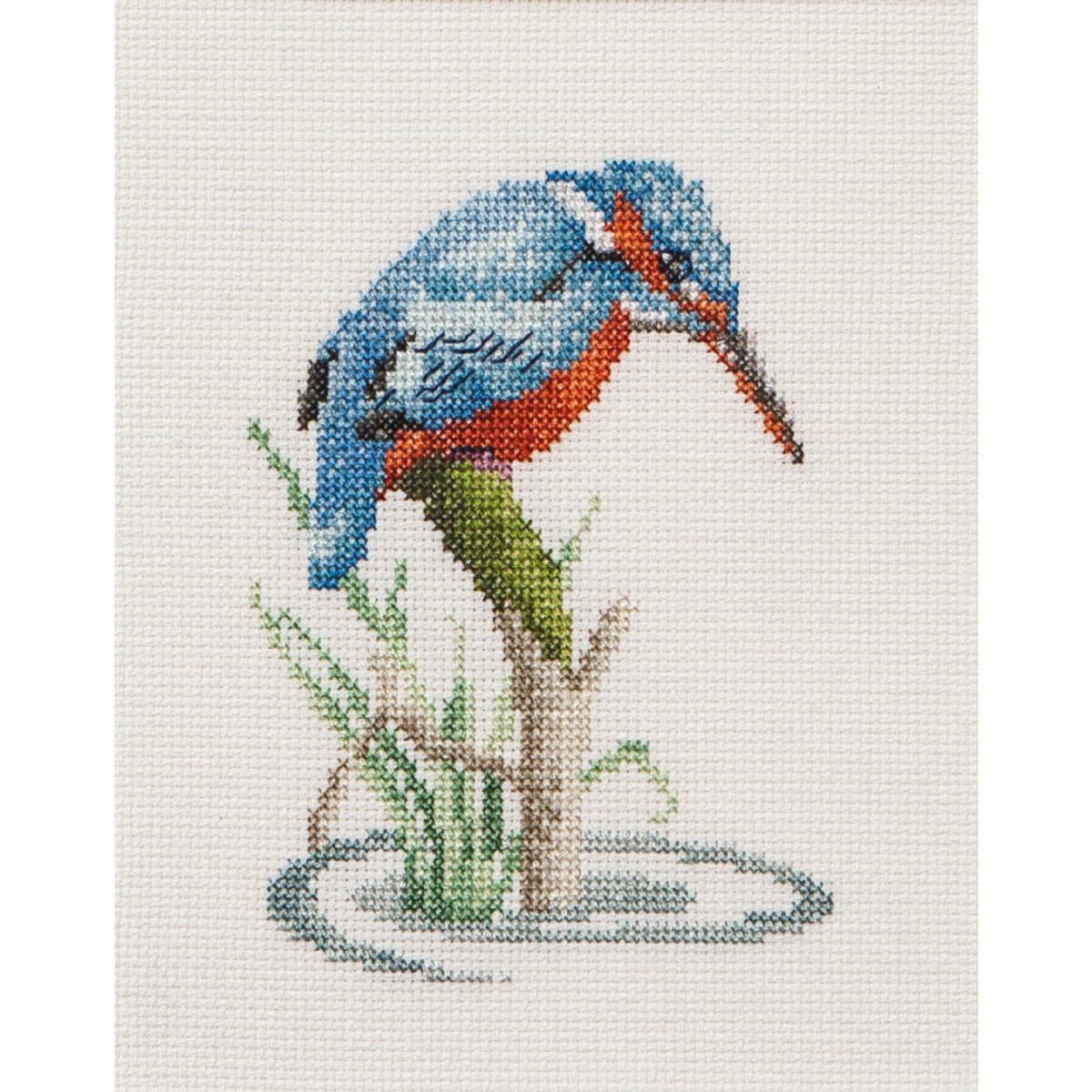 Thea Gouverneur Kreativset Thea Gouverneur Kreuzstich Stickpackung "Eisvogel Aida", Zählmuster, 1, (embroidery kit by Marussia)