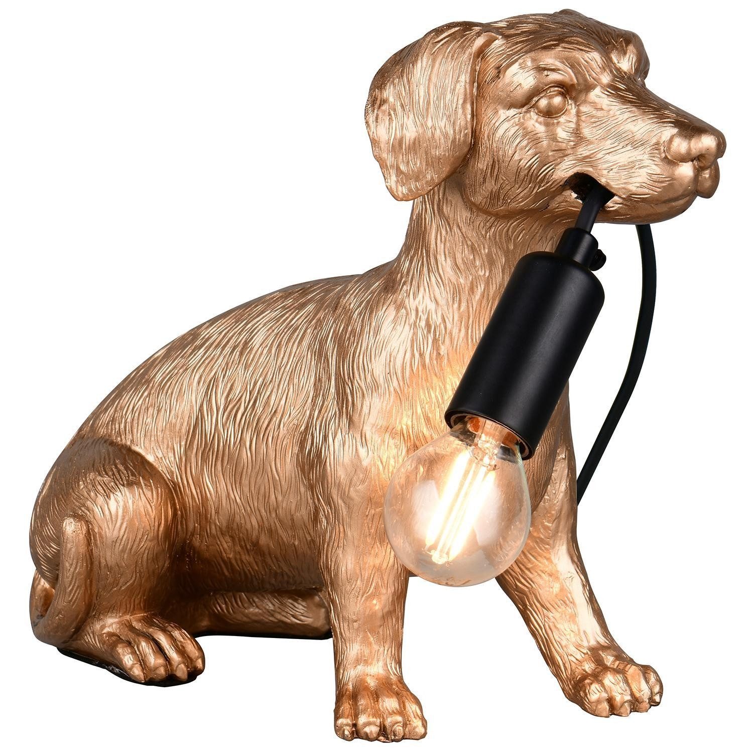 Reality Leuchten Tischleuchte RUDI, Goldgelb, Kunststoff, ohne Leuchtmittel günstig online kaufen