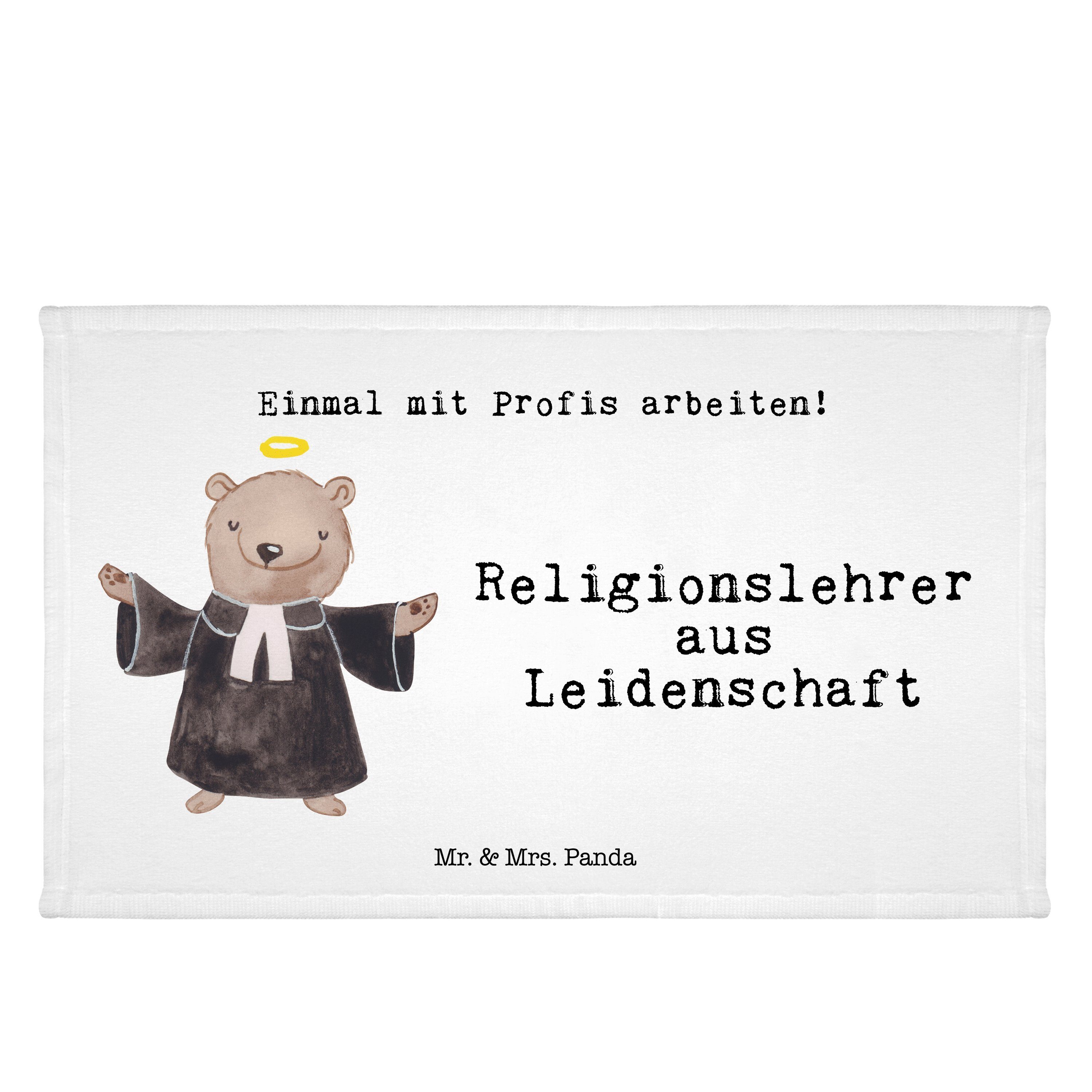 Mr. & Mrs. Panda Handtuch Religionslehrer aus Leidenschaft - Weiß - Geschenk, Kollege, Kollegin, (1-St)