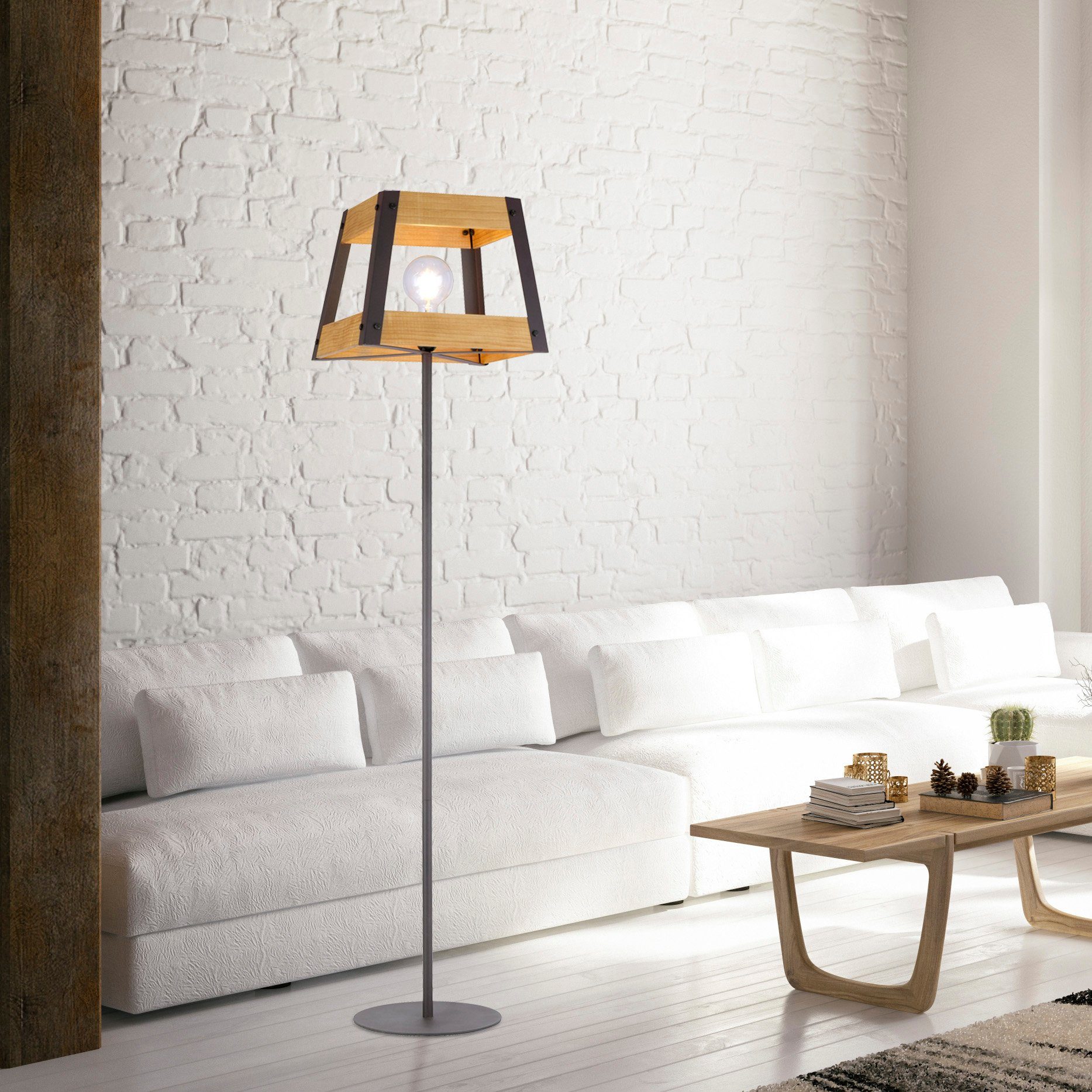 JUST LIGHT Stehlampe CRATE, ohne Leuchtmittel, Schalter, Schnurschalter
