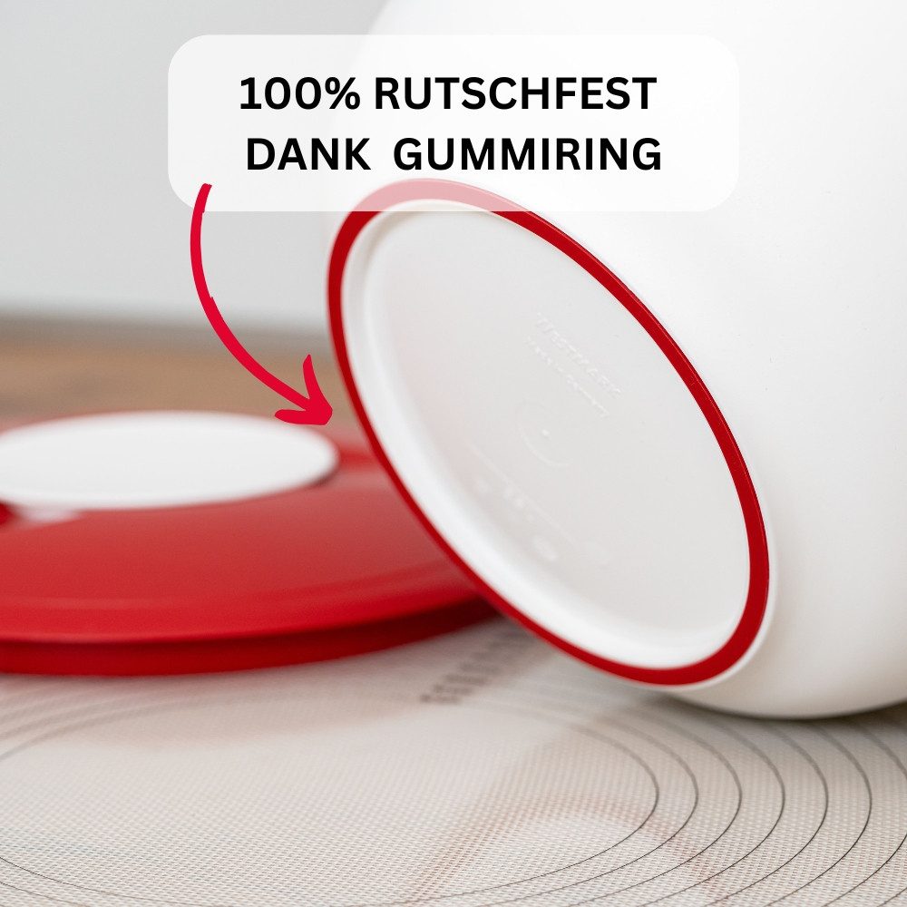 WESTMARK Rührschüssel mit zweigeteiltem Deckel, 3,5 l, Mit Ausgießer, Kunststoff, Weiß/Rot, PP – Bild 3 von 5