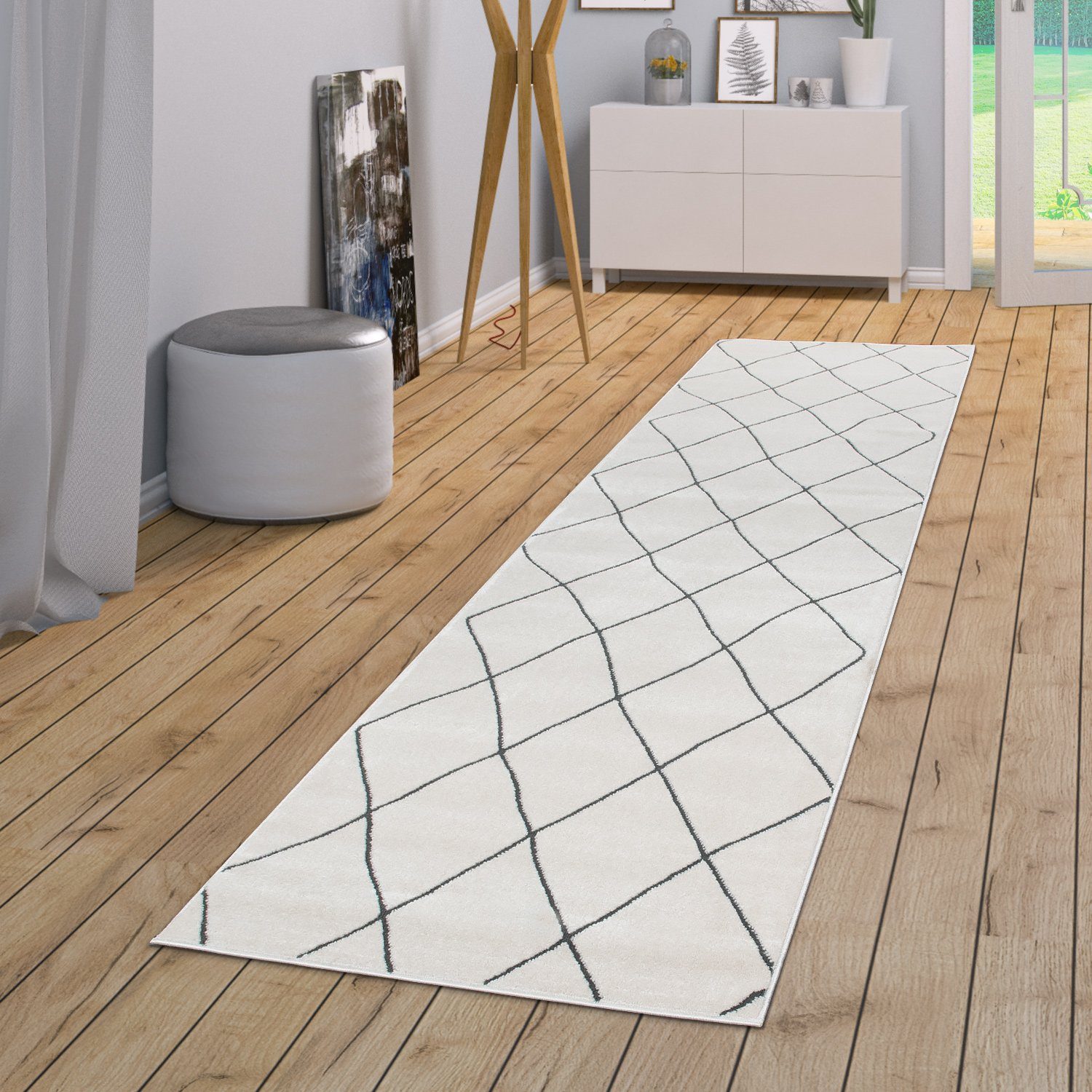 Teppich Wohnzimmer Teppich Mit Skandi Rauten Design, TT Home, Läufer, Höhe: 19 mm