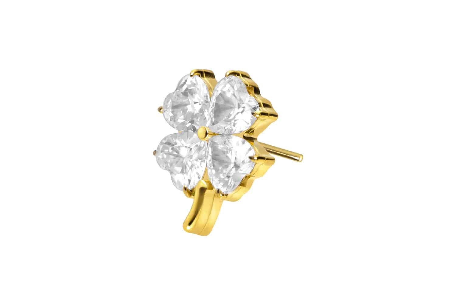 Piercing-Set Titan Aufsatz mit Push Pin KRISTALLKLEEBLATT