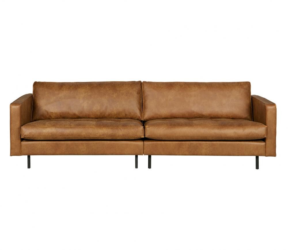 Maison ESTO Sofa 3-Sitzer MODEO CLASSO recyceltes Leder cognac, frei im Raum stellbar