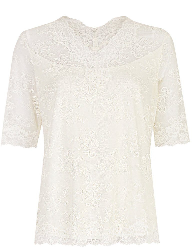 Trachtenbluse Spitzenshirt Halbarm 16460892, Champagner