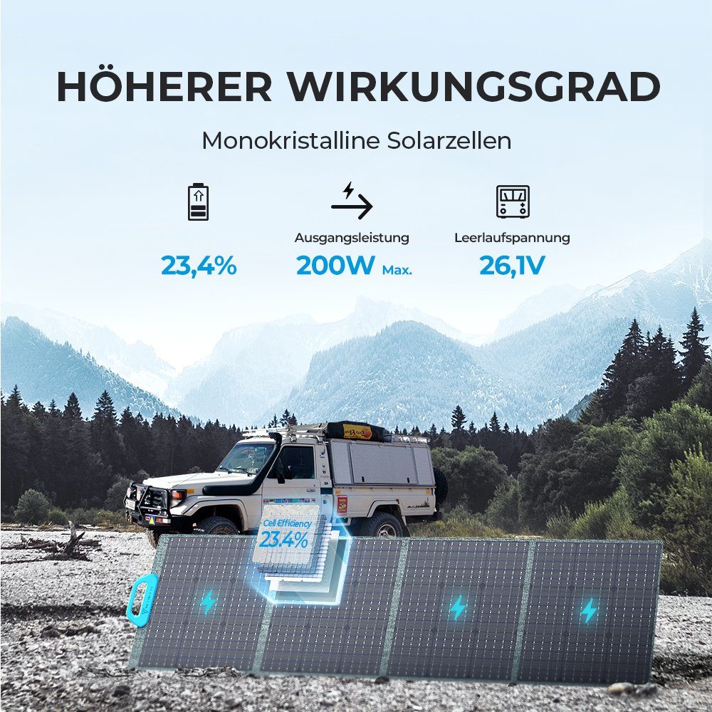 Stromgenerator mit 200W (1-tlg), Stromerzeuger Solarpanel, 600W Tragbare EB3A BLUETTI Steckdosen