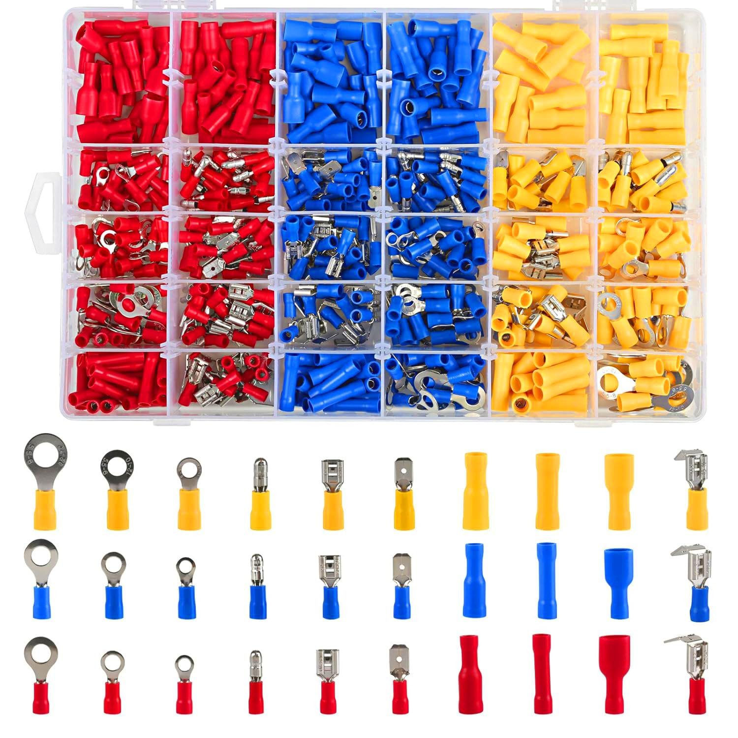 FELIXLEO Koax-Kabelverbinder 480x Isolierte Kabelschuhe Quetschverbinder Crimpverbinder Kit, 1-tlg.