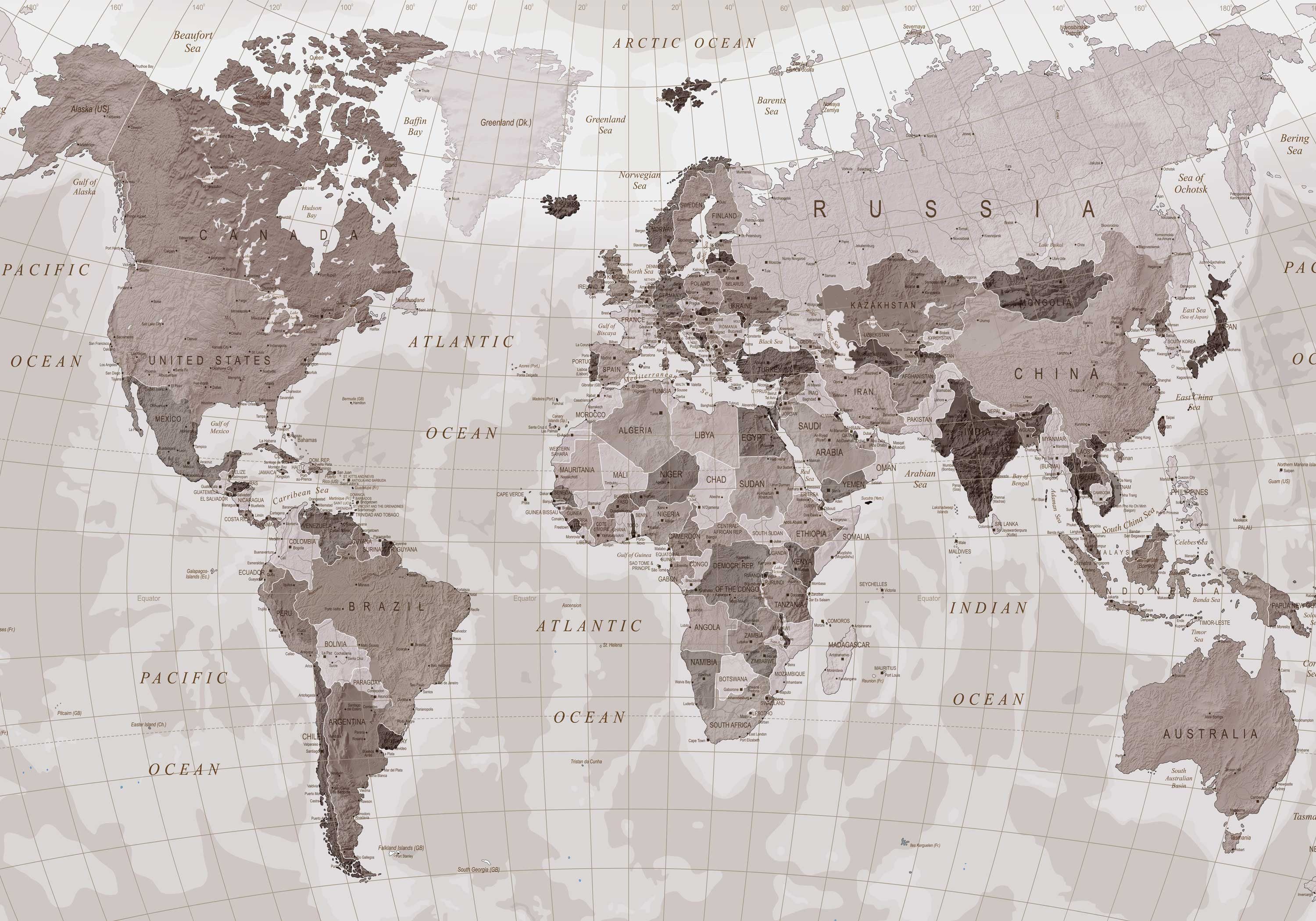 wandmotiv24 Fototapete Weltkarte Globus Atlas, glatt, Wandtapete, Motivtapete, matt, Vliestapete