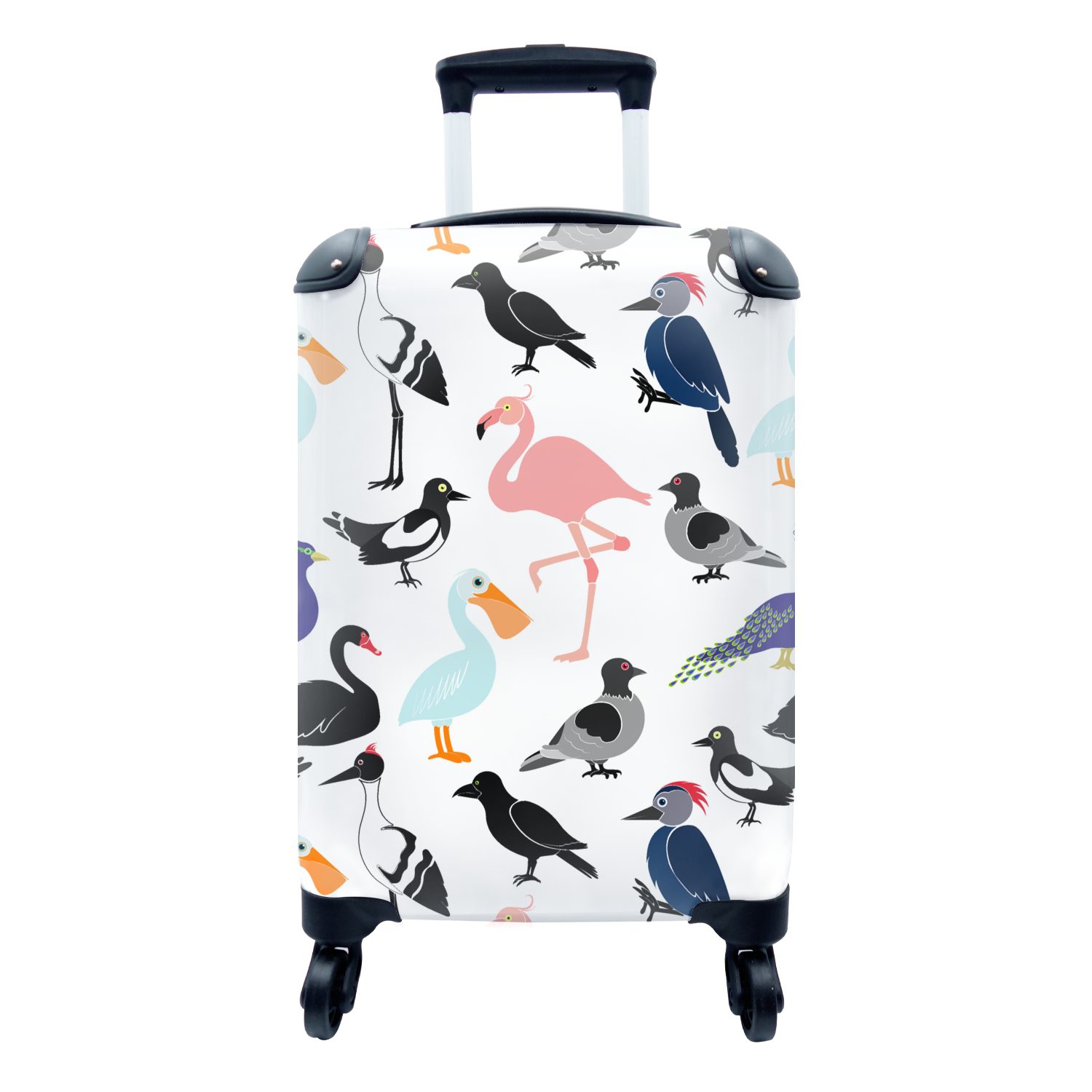 MuchoWow Handgepäckkoffer Muster - Vogel - Flamingo, 4 Rollen, Reisetasche mit rollen, Handgepäck für Ferien, Trolley, Reisekoffer