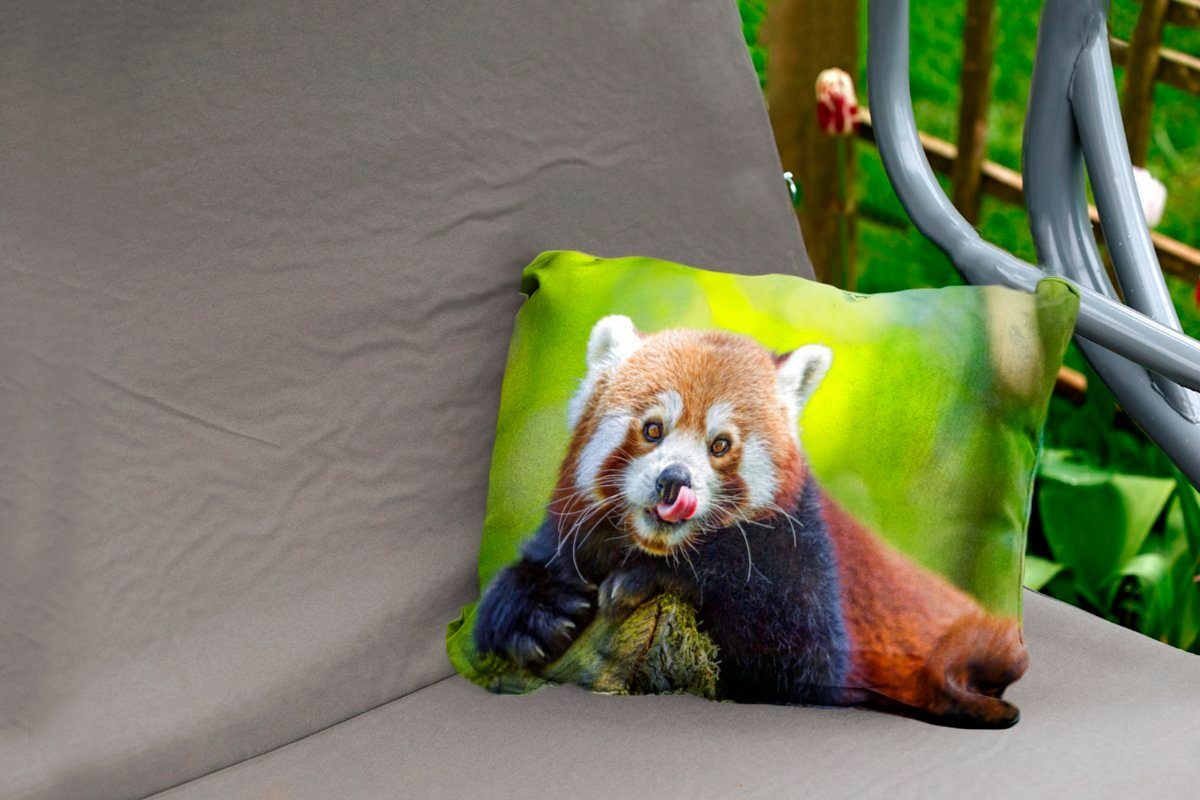 Panda Rüssel, - Natur MuchoWow Dekokissenbezug, Polyester, Roter Kissenhülle - Dekokissen Outdoor-Dekorationskissen,