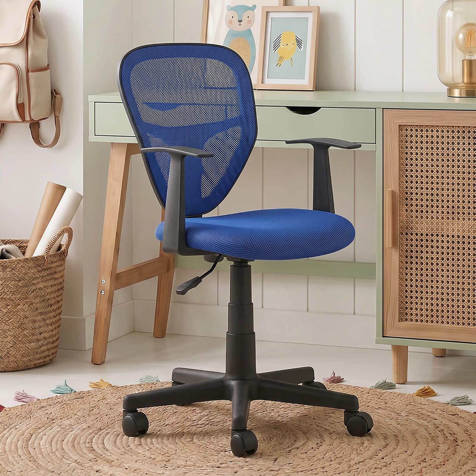 IDIMEX Schreibtischstuhl STUDIO, für Kinder, ergonomisch geformt, höhenverstellbar mit Armlehnen Blau