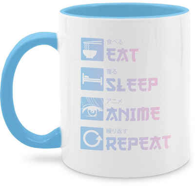 Shirtracer Tasse Eat Sleep Anime Repeat - Manga, Keramik, Anime Merch Kaffeetasse