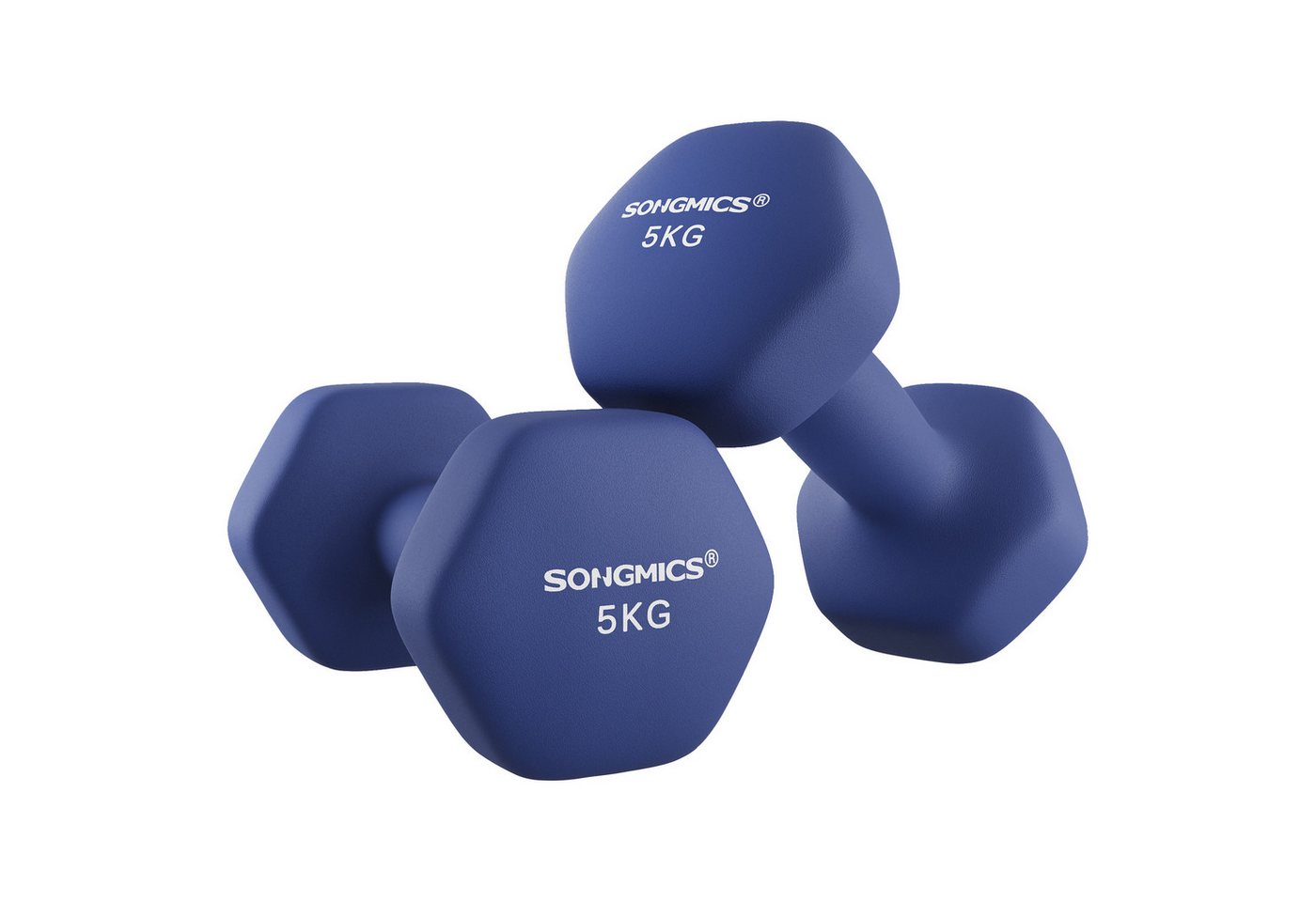 SONGMICS Kurzhantel Hantelset, Kurzhanteln, Hexagon, Neopren-Beschichtung, für Zuhause, (2er Set Neopren-Beschichtung, Hantelset, Kurzhanteln, Hexagon), 2 x 5 kg, Krafttraining, Workout, Fitnesstraining, für Zuhause