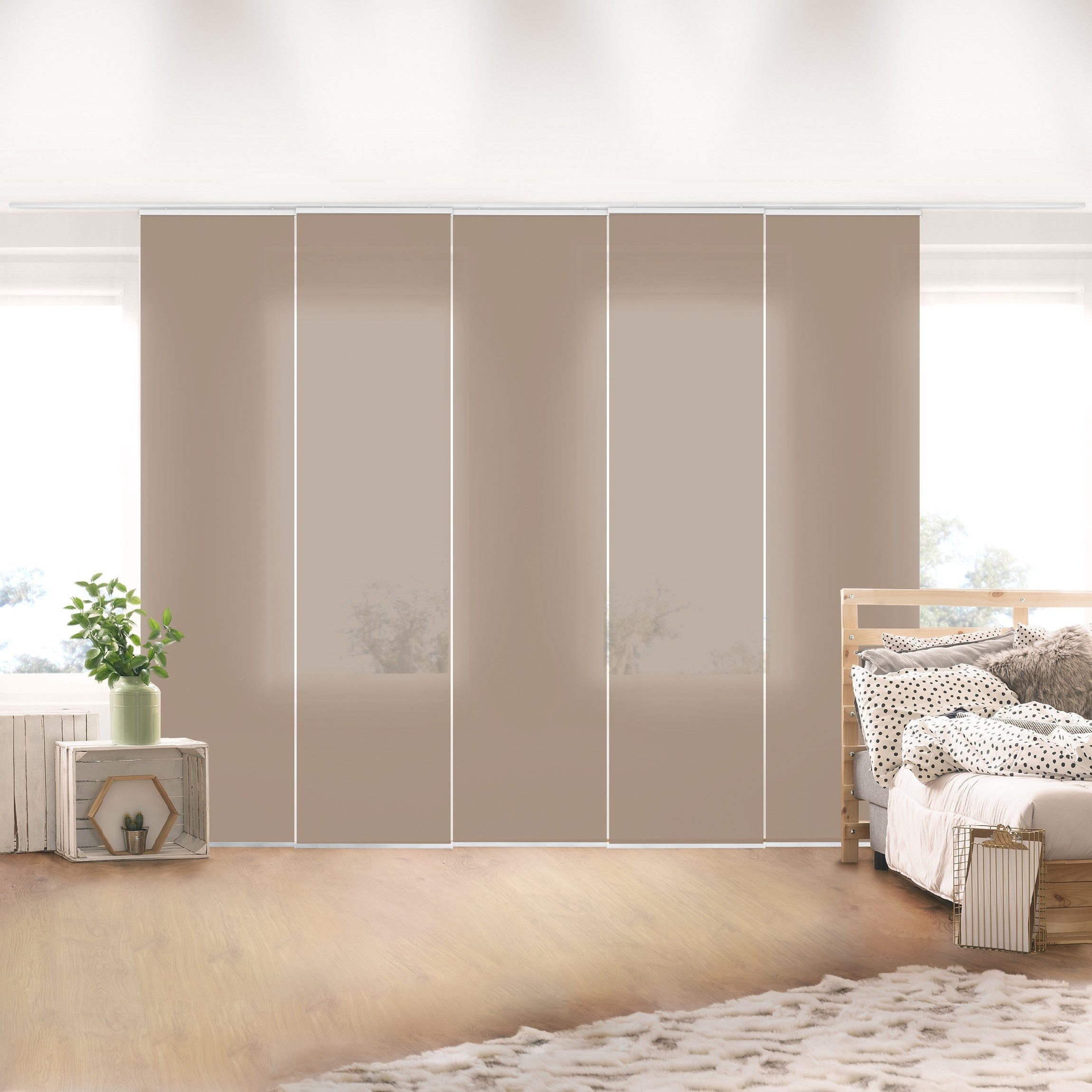Bilderdepot24 Schiebegardine modern Flächenvorhang blickdicht Mocca, günstig online kaufen