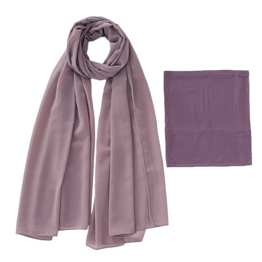 Modeschal 2 Stück Hijab Kopftuch Für Damen,Chiffon Hijab Set, Modern Kopftücher