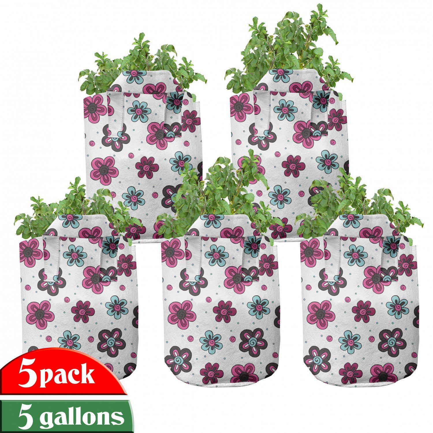 Abakuhaus Pflanzkübel hochleistungsfähig Stofftöpfe mit Griffen für Pflanzen, Blumen Röschen Knospen-Kind-Mädchen