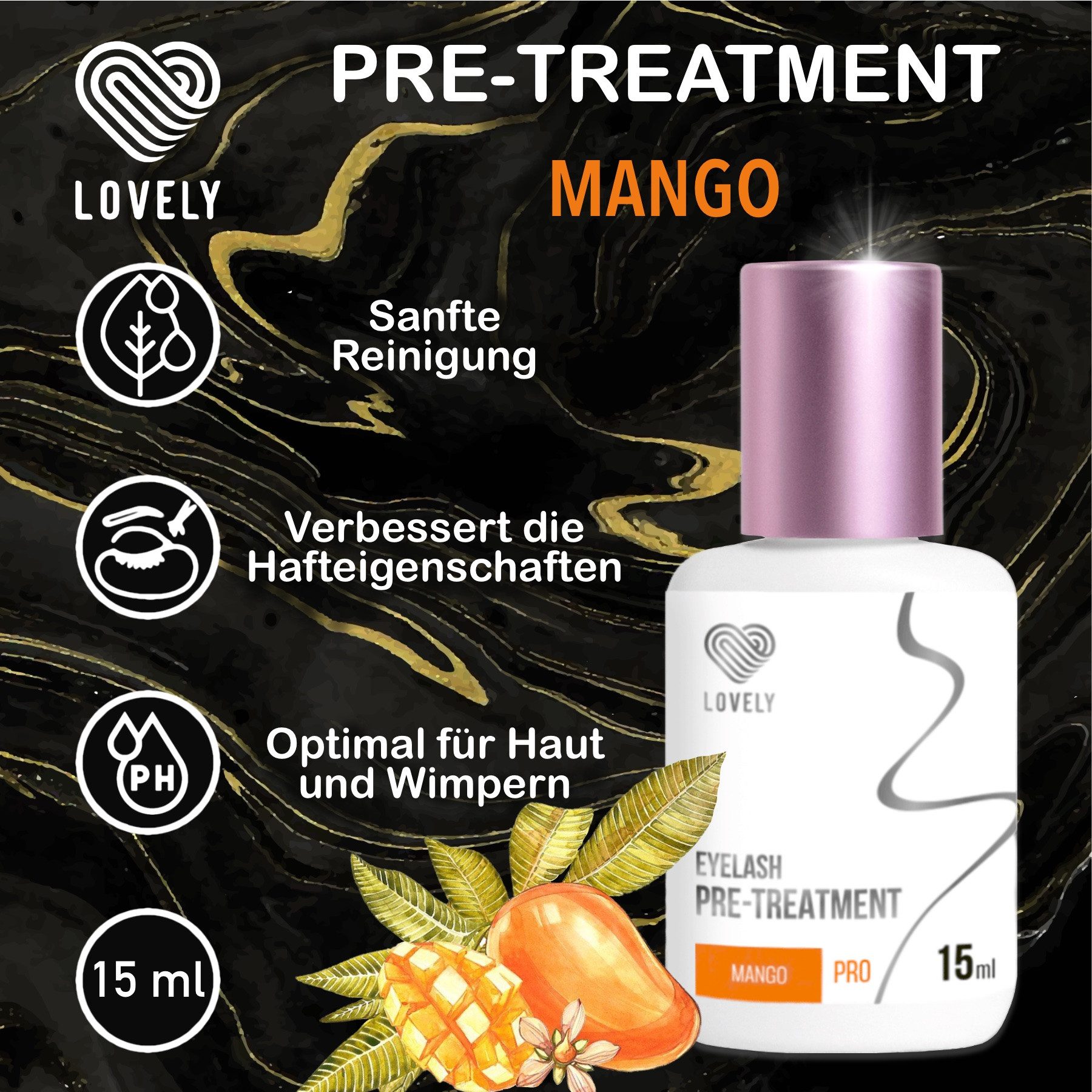 Lovely Wimpernkleber Wimpernverlängerung Reiniger Cleanser Pre-treatment zur Vorbehandlung, Wimpernreiniger