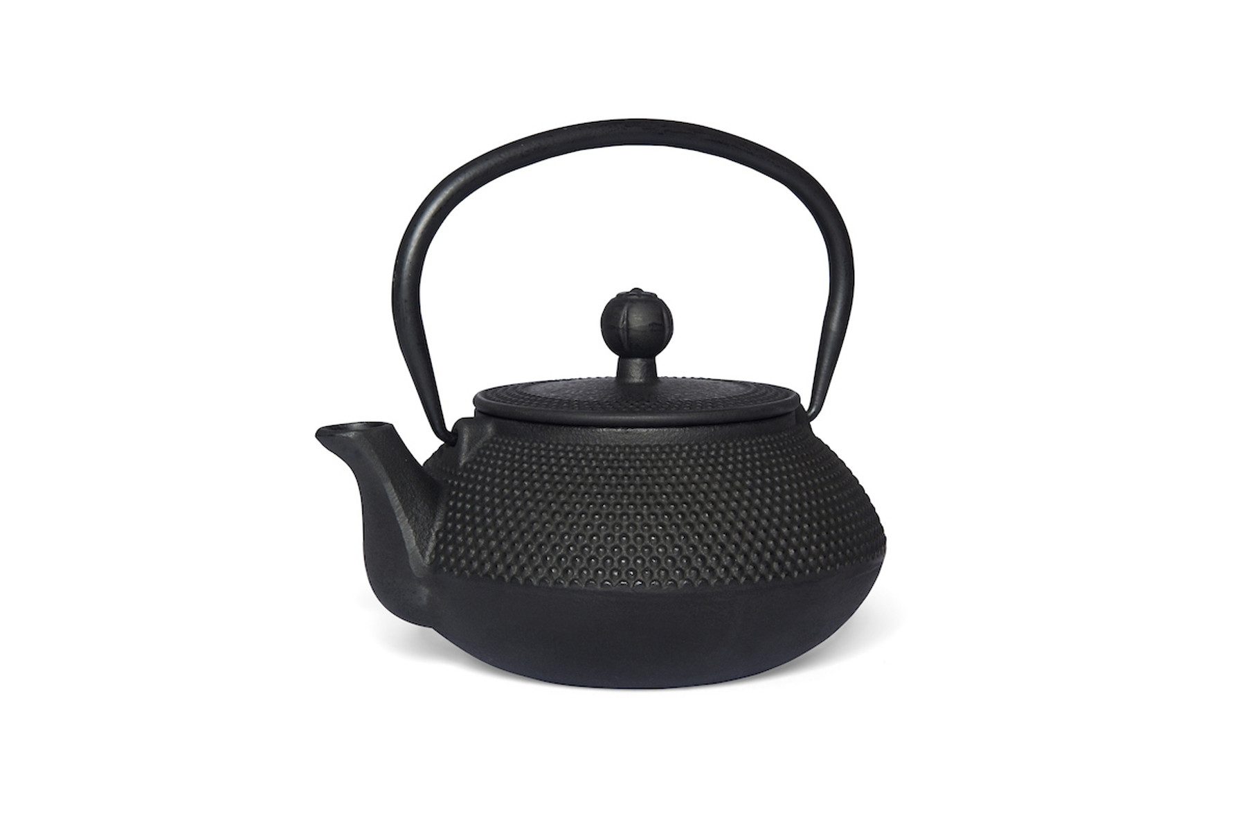 MAOCI teaware for your life Teekanne Arare schwarz Gusseisen 0,7 L mit Edelstahl-Teesieb, aus Gusseisen