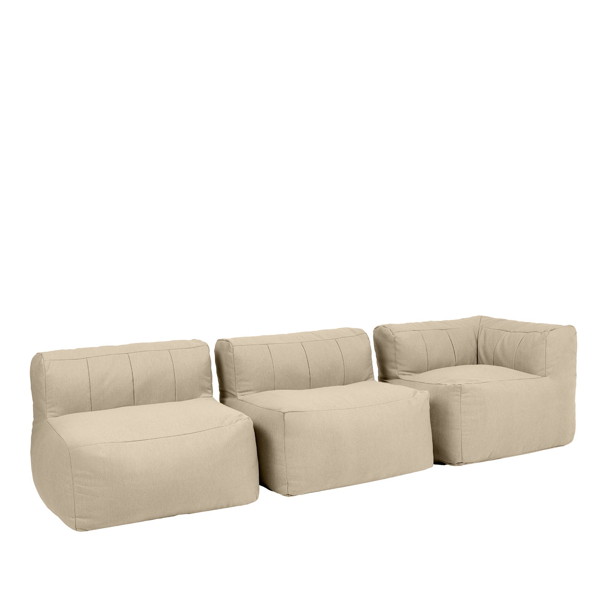 icon Gartenlounge-Set Modulares Outdoorsofa 3 Stück aus Olefin „Zen“, (Spar-Set, 1 x Ecksofa, 2 Sessel), Schaumstoff Füllung, für Wohnzimmer, für den Außenbereich, wetterfest
