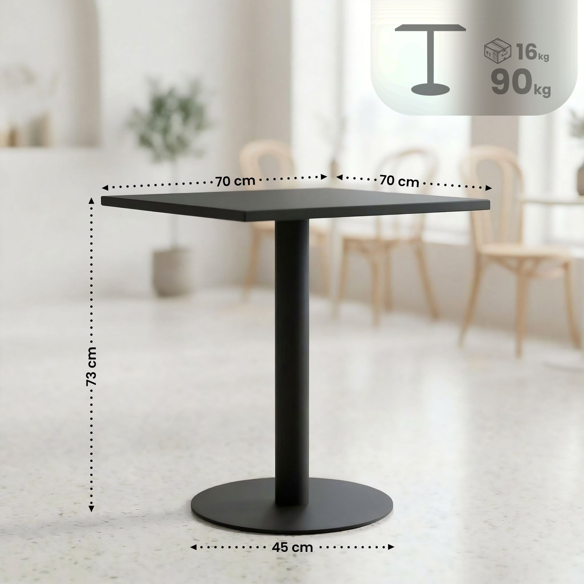 CLP Esstisch Freida (1er), eckig, 70x70 cm, platzsparend, modern