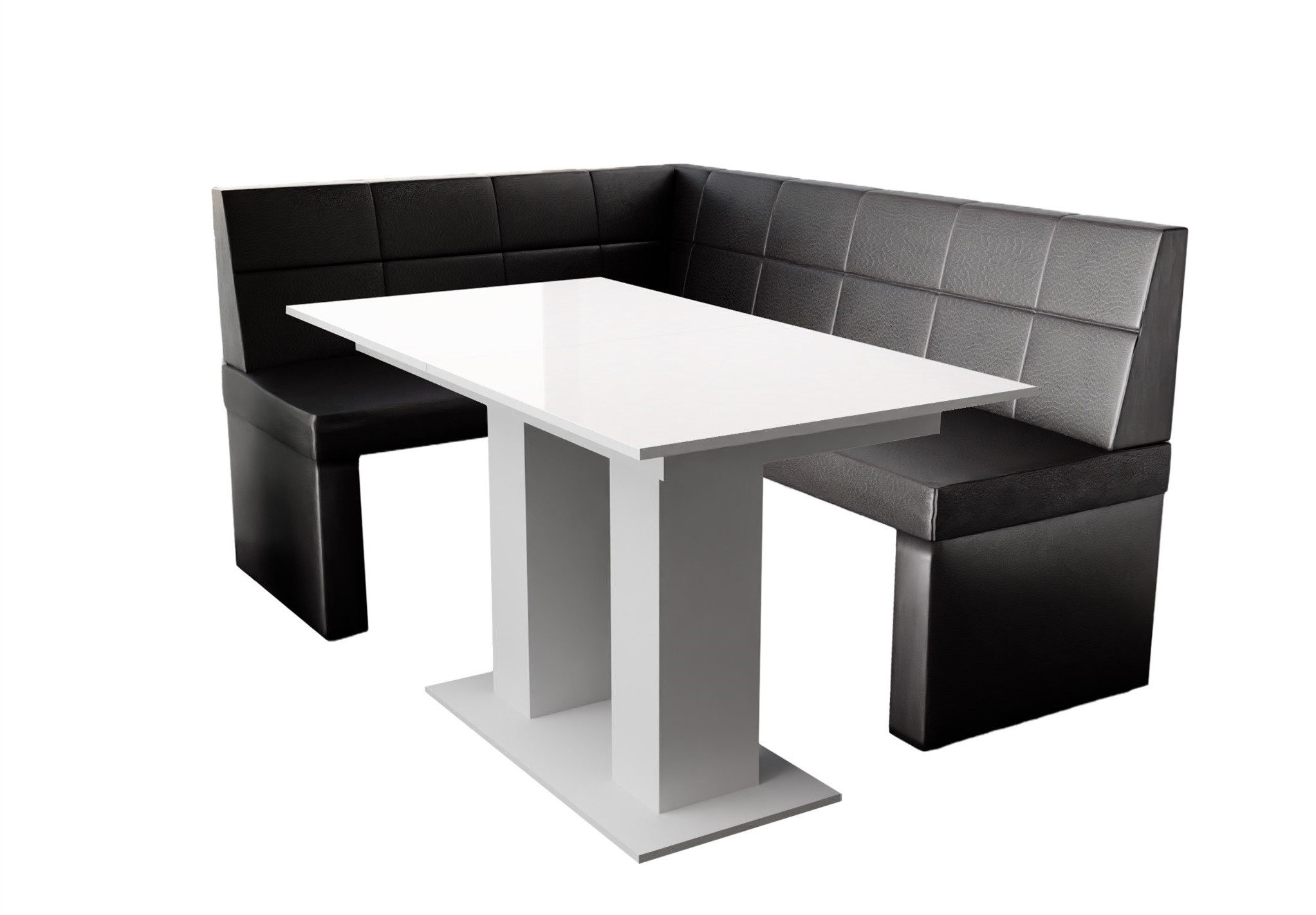 Fun Möbel Eckbankgruppe Eckbankgruppe „BLAKE XL“ Размер 196x142cm mit Tisch Weiß Hochglanz, ausziehbarer Tisch