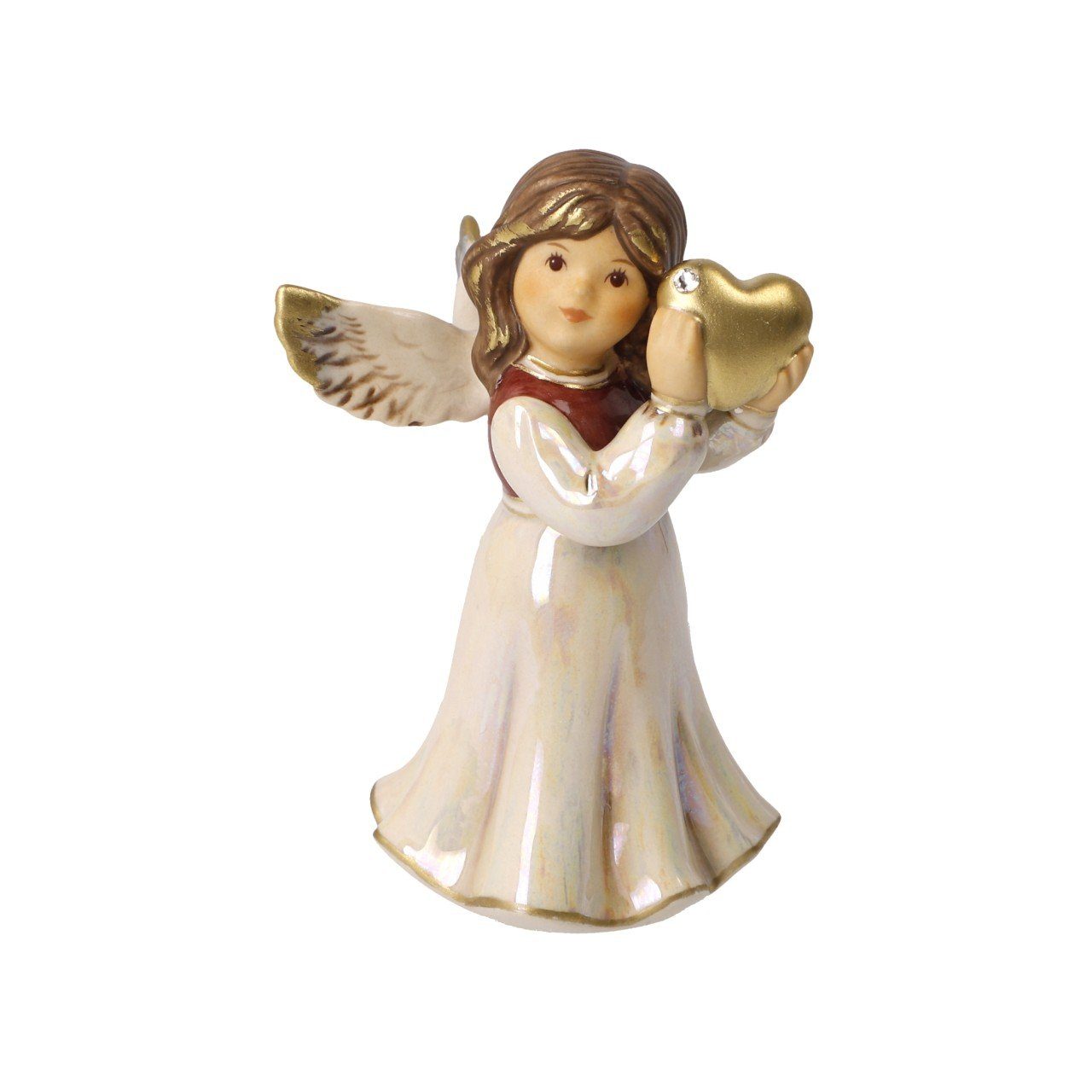 Goebel Engelfigur Himmlischer Schutzengel mit Herz-perlmutt, Herz mit  Kristallstein, Farbe: Jahresfarbe 2023rot, mehrfarbig